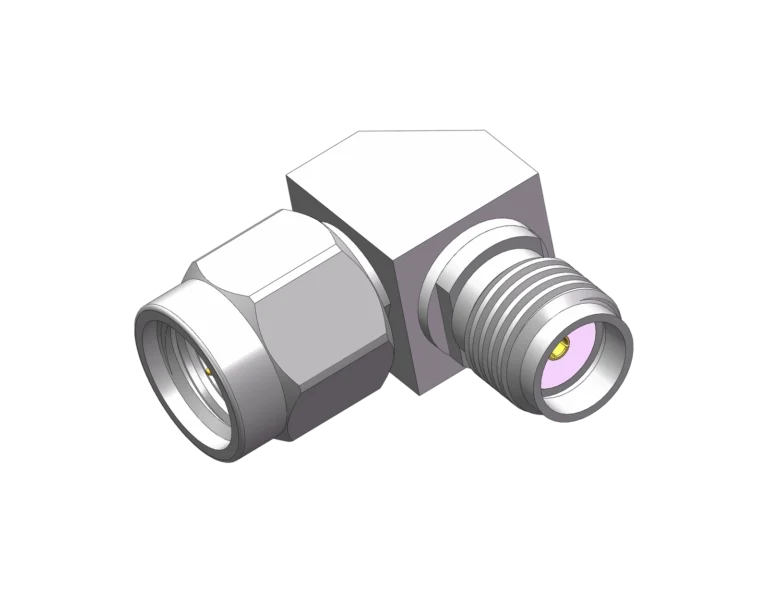 SMA Male to SMA Female Right Angle RF Adapter RF Adapter – Model SMA-JWK1