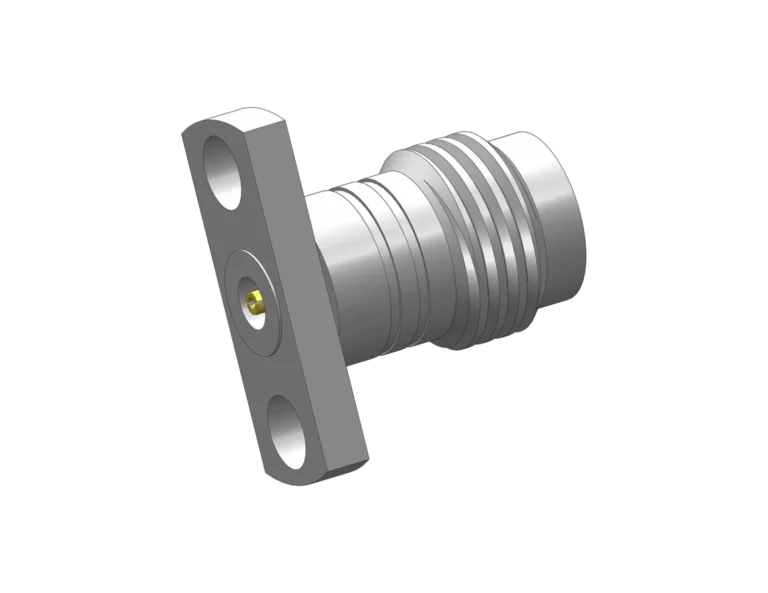 1.85mm Female 2-Hole Flange Mount RF Connector – Field Replaceable, 9mm Hole Spacing, 0.30mm Pin Diameter RF Connector – Model 1.85-KFD12