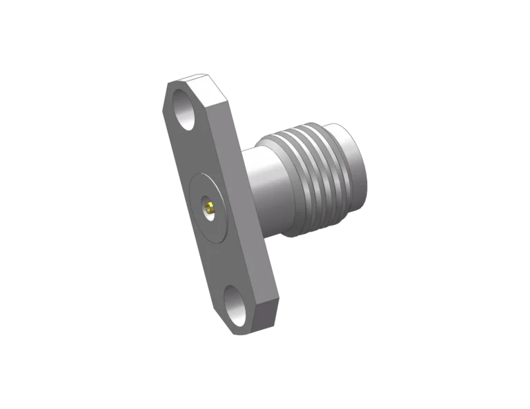 2.92mm Female 2-Hole Flange Mount RF Connector – Field Replaceable, 12.22mm Hole Spacing, 0.3mm Pin Diameter RF Connector – Model 2.92-KFD17