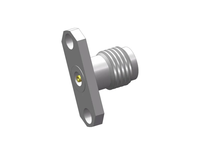 2.92mm Female 2-Hole Flange Mount RF Connector – Field Replaceable, 12.22mm Hole Spacing, 0.51mm Pin Diameter RF Connector – Model 2.92-KFD20