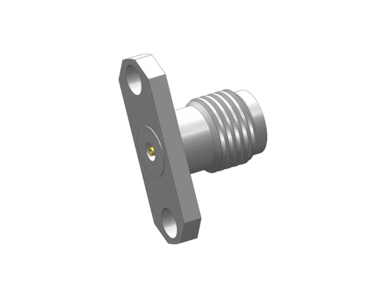 3.5mm Female 2-Hole Flange Mount RF Connector – Field Replaceable, 12.22mm Hole Spacing, 0.23mm Pin Diameter RF Connector – Model 3.5-KFD19