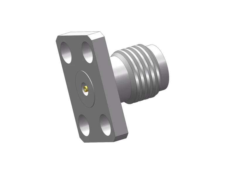 3.5mm Female 4-Hole Flange Mount RF Connector – Field Replaceable, 5.64mm Hole Spacing, 0.3mm Pin Diameter RF Connector – Model 3.5-KFD14