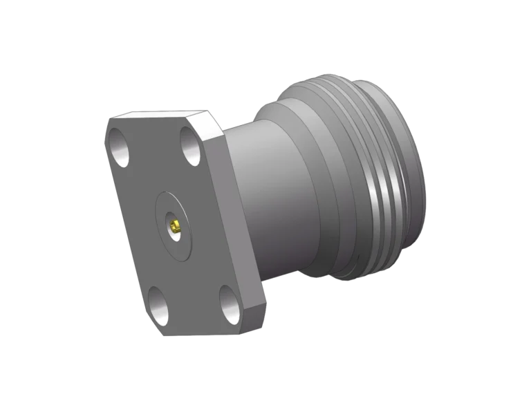 N Female 4-Hole Flange Mount RF Connector – Field Replaceable, 12.7mm Hole Spacing, 0.51mm Pin Diameter RF Connector – Model N-KFD7