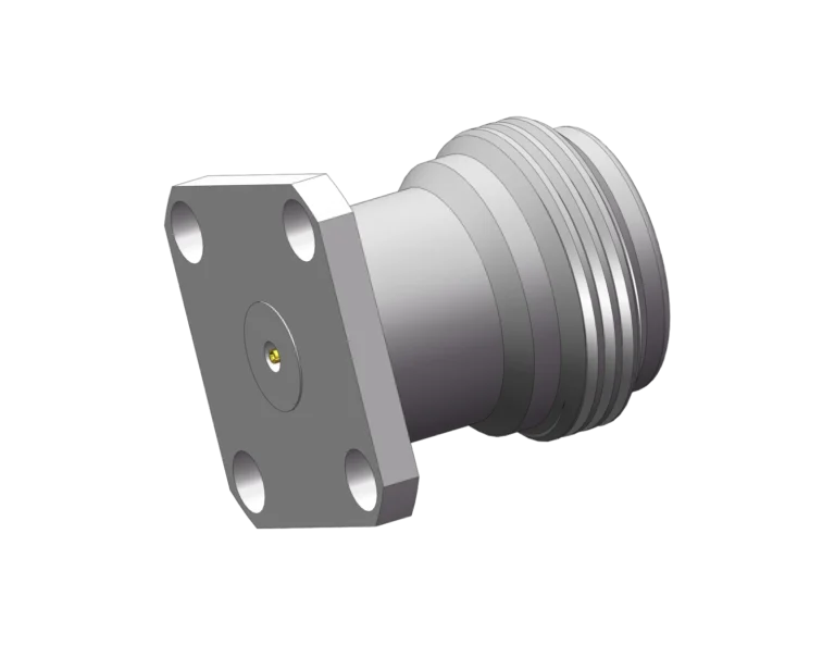 N Female 4-Hole Flange Mount RF Connector – Field Replaceable, 12.7mm Hole Spacing, 0.9mm Pin Diameter RF Connector – Model N-KFD8