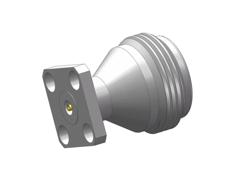 N Female 4-Hole Flange Mount RF Connector – Field Replaceable, 8.64mm Hole Spacing, 0.46mm Pin Diameter RF Connector – Model N-KFD10