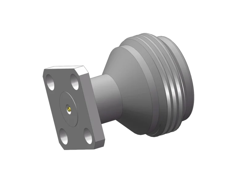 N Female 4-Hole Flange Mount RF Connector – Field Replaceable, 8.64mm Hole Spacing, 0.9mm Pin Diameter RF Connector – Model N-KFD12