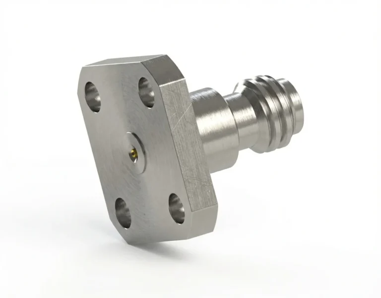1.0mm Female 4-Hole Flange Mount RF Connector – Field Replaceable, 6.35mm Hole Spacing, 0.23mm Pin Diameter - 1.0-kfd1
