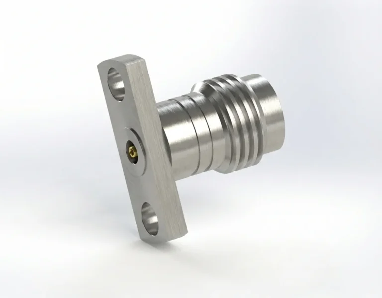 1.85mm Female 2-Hole Flange Mount RF Connector – Field Replaceable, 10.2mm Hole Spacing, 0.30mm Pin Diameter - 1.85-kfd10