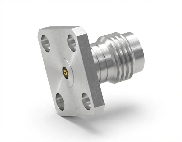 1.85mm Female 4-Hole Flange Mount RF Connector – Field Replaceable, 8.64mm Hole Spacing, 0.23mm Pin Diameter - 1.85-kfd1