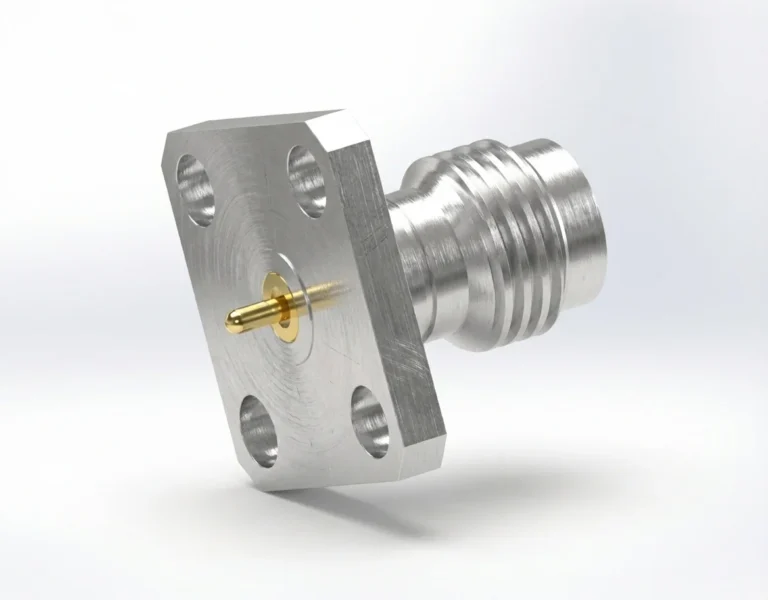 1.85mm Female 4-Hole Flange Mount RF Connector – Field Replaceable, 8.64mm Hole Spacing, 0.30mm Pin Diameter - 1.85-kfd2