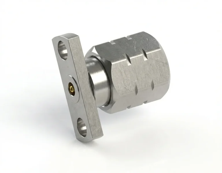1.85mm Male 2-Hole Flange Mount RF Connector – Field Replaceable, 10.2mm Hole Spacing, 0.23mm Pin Diameter - 1.85-jfd9