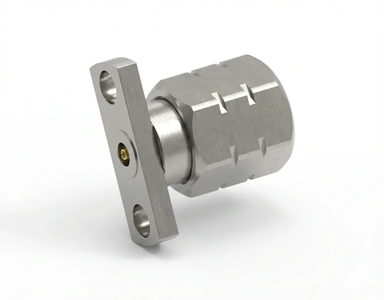 1.85mm Male 2-Hole Flange Mount RF Connector – Field Replaceable, 10.2mm Hole Spacing, 0.30mm Pin Diameter - 1.85-jfd10