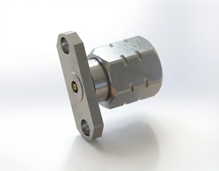 1.85mm Male 2-Hole Flange Mount RF Connector – Field Replaceable, 12.22mm Hole Spacing, 0.23mm Pin Diameter - 1.85-jfd7