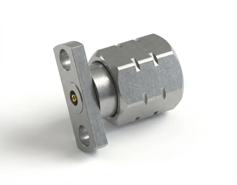 1.85mm Male 2-Hole Flange Mount RF Connector – Field Replaceable, 9mm Hole Spacing, 0.23mm Pin Diameter - 1.85-jfd11
