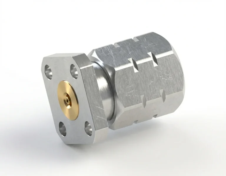 1.85mm Male 4-Hole Flange Mount RF Connector – Field Replaceable, 6.35mm Hole Spacing, 0.23mm Pin Diameter - 1.85-jfd3