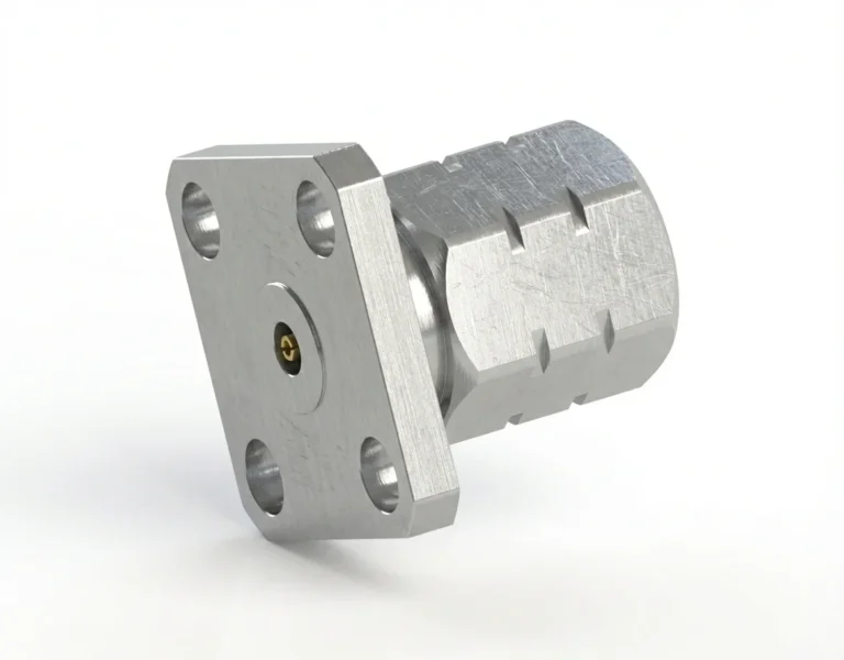 1.85mm Male 4-Hole Flange Mount RF Connector – Field Replaceable, 8.64mm Hole Spacing, 0.30mm Pin Diameter - 1.85-jfd2