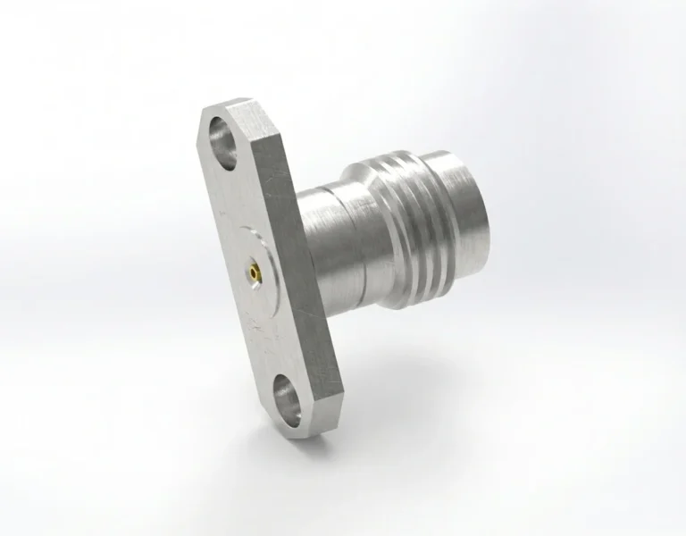 2.4mm Female 2-Hole Flange Mount RF Connector – Field Replaceable, 12.22mm Hole Spacing, 0.3mm Pin Diameter - 2.4-kfd17