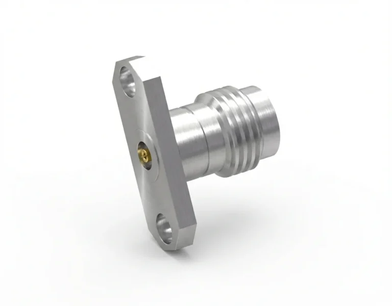 2.4mm Female 2-Hole Flange Mount RF Connector – Field Replaceable, 12.22mm Hole Spacing, 0.51mm Pin Diameter - 2.4-kfd20