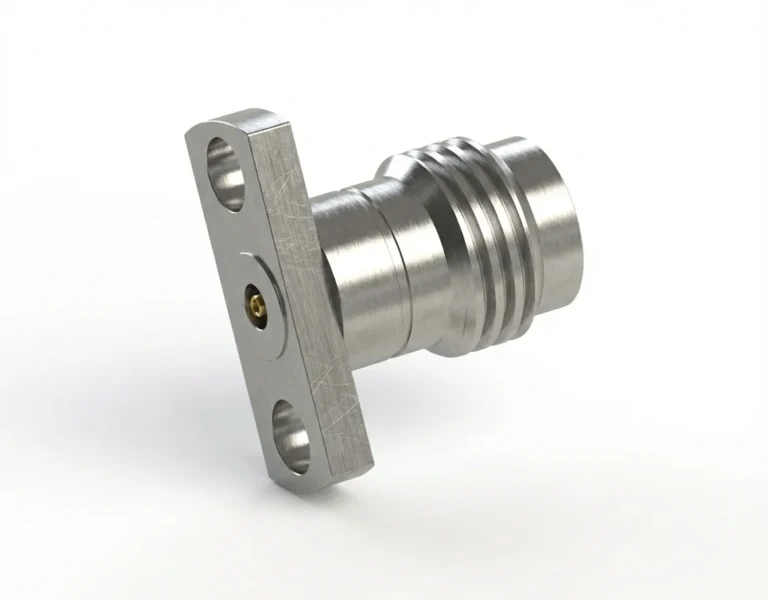 2.4mm Female 2-Hole Flange Mount RF Connector – Field Replaceable, 9mm Hole Spacing, 0.38mm Pin Diameter - 2.4-kfd28