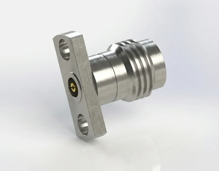 2.4mm Female 2-Hole Flange Mount RF Connector – Field Replaceable, 9mm Hole Spacing, 0.46mm Pin Diameter - 2.4-kfd29