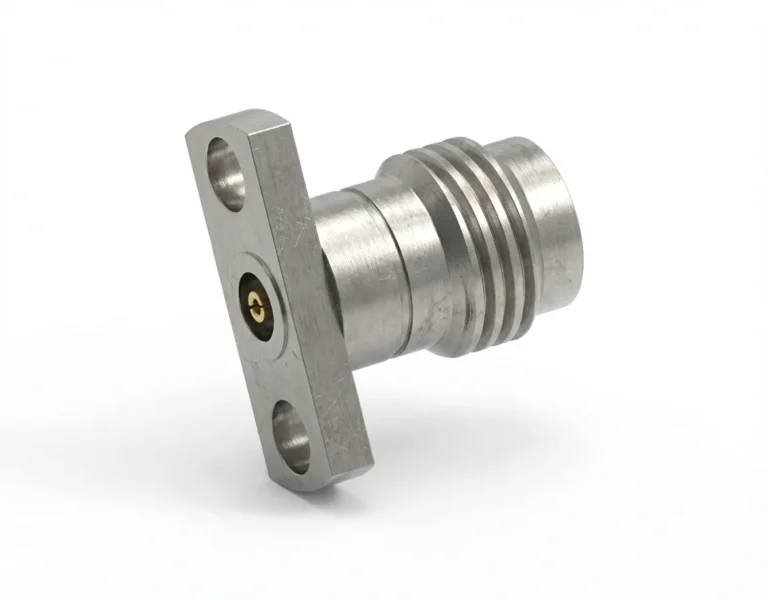 2.4mm Female 2-Hole Flange Mount RF Connector – Field Replaceable, 9mm Hole Spacing, 0.51mm Pin Diameter - 2.4-kfd30
