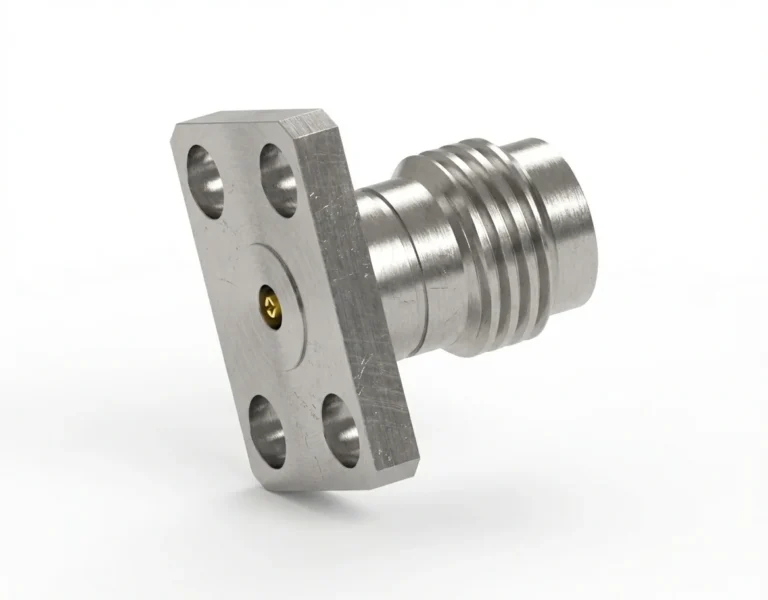 2.4mm Female 4-Hole Flange Mount RF Connector – Field Replaceable, 5.64mm Hole Spacing, 0.3mm Pin Diameter - 2.4-kfd12