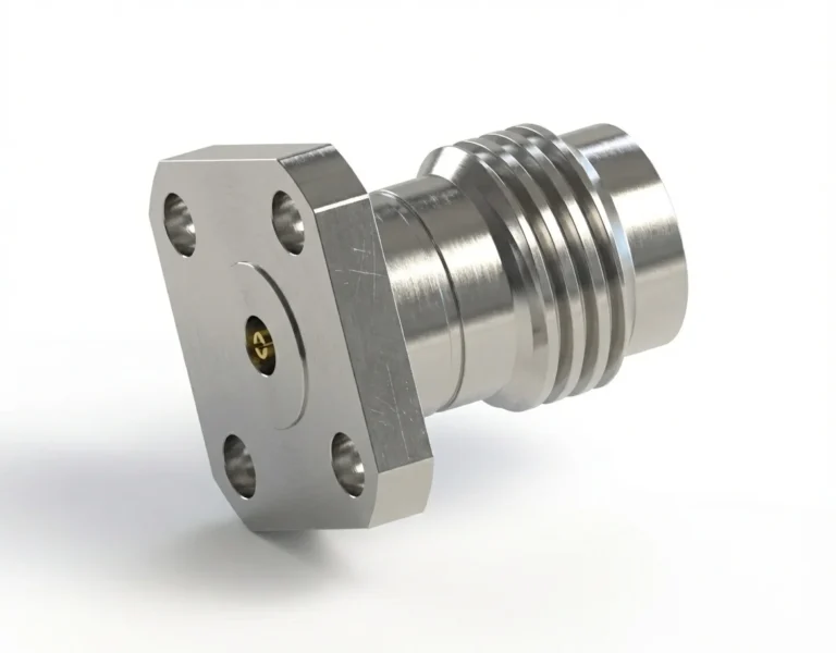 2.4mm Female 4-Hole Flange Mount RF Connector – Field Replaceable, 6.35mm Hole Spacing, 0.23mm Pin Diameter - 2.4-kfd6