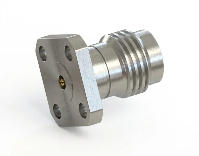 2.4mm Female 4-Hole Flange Mount RF Connector – Field Replaceable, 6.35mm Hole Spacing, 0.38mm Pin Diameter - 2.4-kfd8