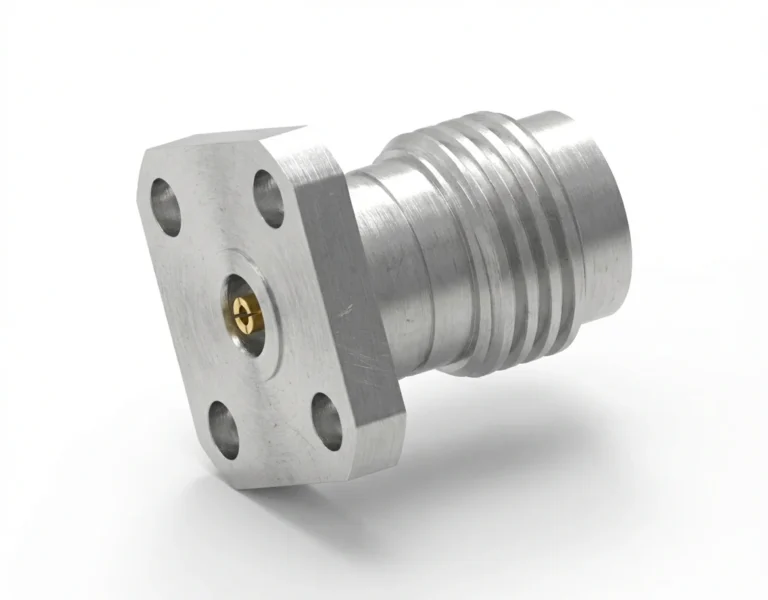 2.4mm Female 4-Hole Flange Mount RF Connector – Field Replaceable, 6.35mm Hole Spacing, 0.51mm Pin Diameter - 2.4-kfd10