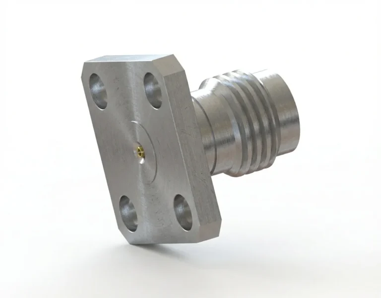 2.4mm Female 4-Hole Flange Mount RF Connector – Field Replaceable, 8.64mm Hole Spacing, 0.38mm Pin Diameter - 2.4-kfd3