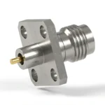 2.4mm Female 4-Hole Flange Mount RF Connector – Solder Attachment, 8.64mm Hole Spacing, 0.23mm Pin Diameter - 2.4-kfd31