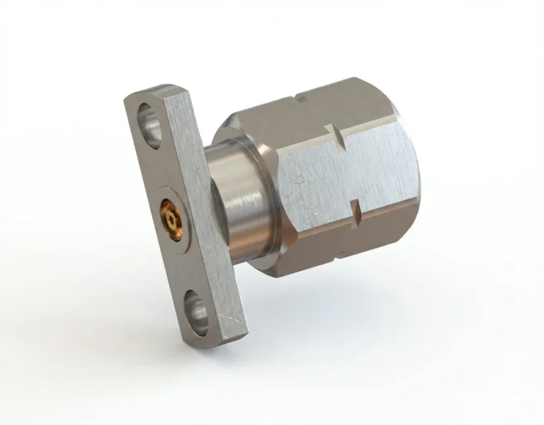 2.4mm Male 2-Hole Flange Mount RF Connector – Field Replaceable, 10.2mm Hole Spacing, 0.46mm Pin Diameter - 2.4-jfd24