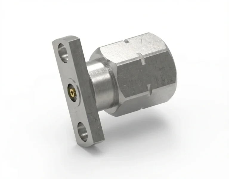 2.4mm Male 2-Hole Flange Mount RF Connector – Field Replaceable, 10.2mm Hole Spacing, 0.51mm Pin Diameter - 2.4-jfd25