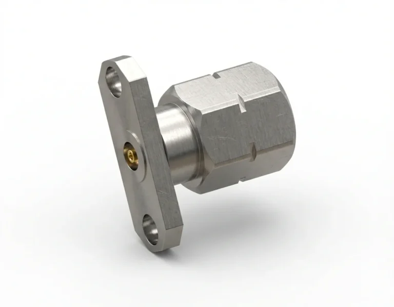 2.4mm Male 2-Hole Flange Mount RF Connector – Field Replaceable, 12.22mm Hole Spacing, 0.51mm Pin Diameter - 2.4-jfd20