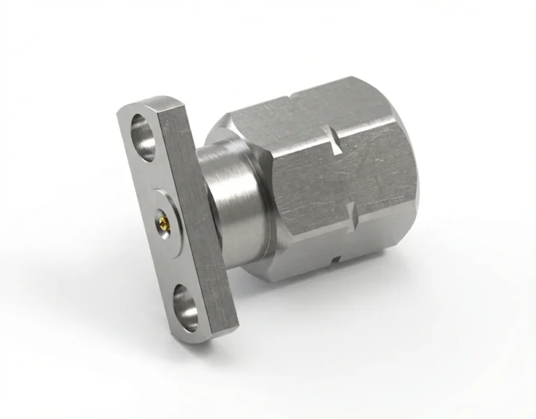 2.4mm Male 2-Hole Flange Mount RF Connector – Field Replaceable, 9mm Hole Spacing, 0.23mm Pin Diameter - 2.4-jfd26