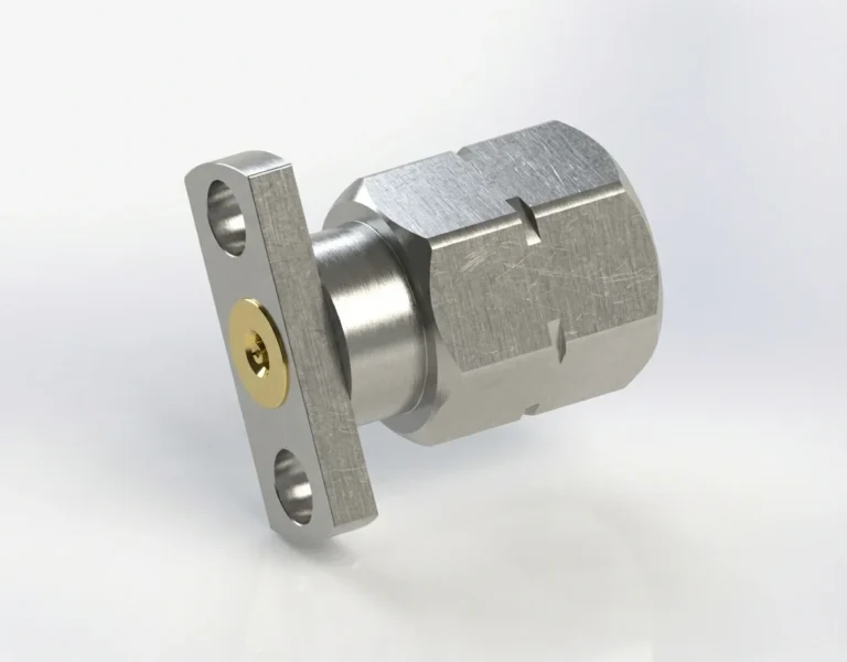 2.4mm Male 2-Hole Flange Mount RF Connector – Field Replaceable, 9mm Hole Spacing, 0.38mm Pin Diameter - 2.4-jfd28