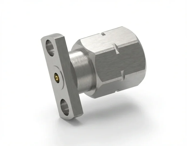 2.4mm Male 2-Hole Flange Mount RF Connector – Field Replaceable, 9mm Hole Spacing, 0.3mm Pin Diameter - 2.4-jfd27