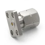 2.4mm Male 4-Hole Flange Mount RF Connector – Field Replaceable, 5.64mm Hole Spacing, 0.38mm Pin Diameter - 2.4-jfd13