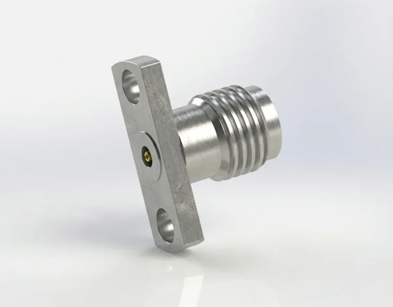 2.92mm Female 2-Hole Flange Mount RF Connector – Field Replaceable, 10.2mm Hole Spacing, 0.38mm Pin Diameter - 2.92-kfd23