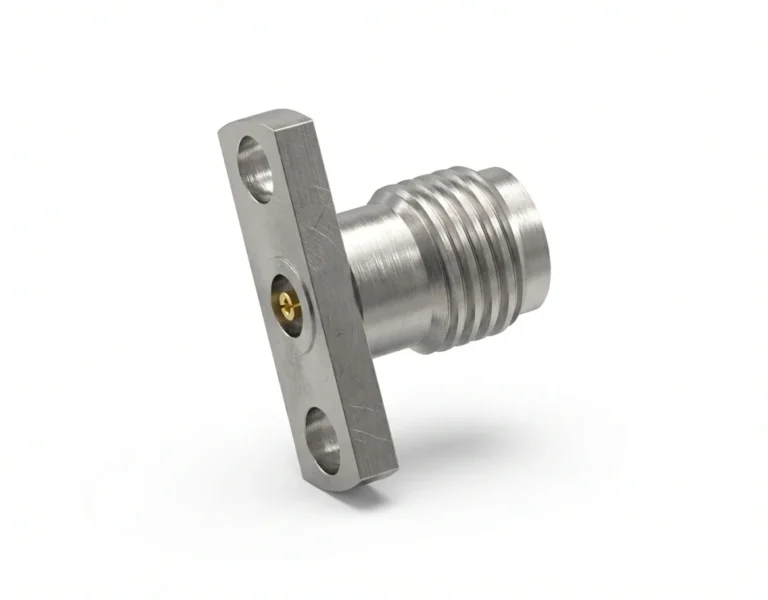 2.92mm Female 2-Hole Flange Mount RF Connector – Field Replaceable, 10.2mm Hole Spacing, 0.46mm Pin Diameter - 2.92-kfd24