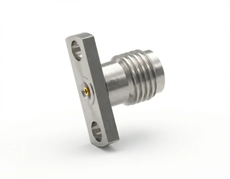 2.92mm Female 2-Hole Flange Mount RF Connector – Field Replaceable, 10.2mm Hole Spacing, 0.51mm Pin Diameter - 2.92-kfd25