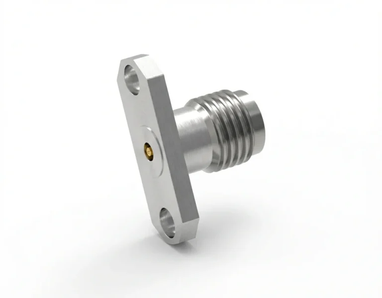 2.92mm Female 2-Hole Flange Mount RF Connector – Field Replaceable, 12.22mm Hole Spacing, 0.23mm Pin Diameter - 2.92-kfd16