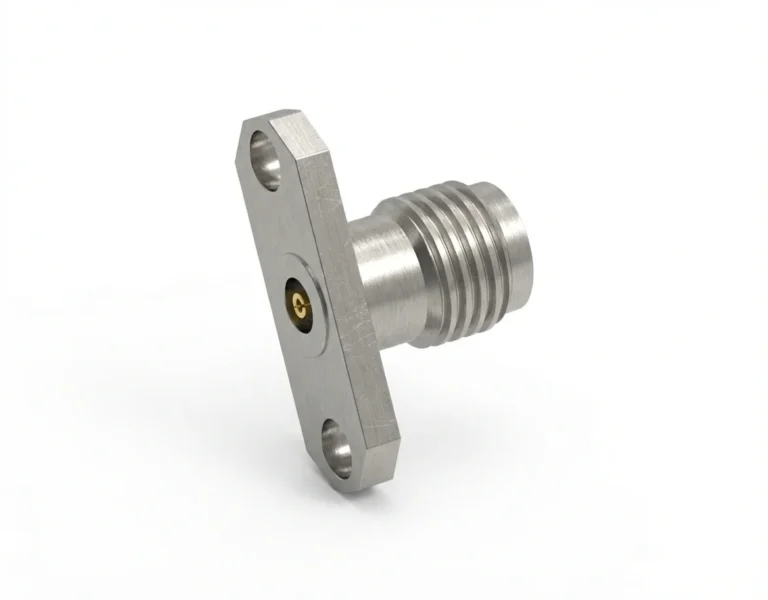 2.92mm Female 2-Hole Flange Mount RF Connector – Field Replaceable, 12.22mm Hole Spacing, 0.51mm Pin Diameter - 2.92-kfd20