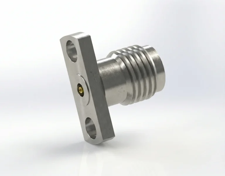 2.92mm Female 2-Hole Flange Mount RF Connector – Field Replaceable, 9mm Hole Spacing, 0.23mm Pin Diameter - 2.92-kfd26