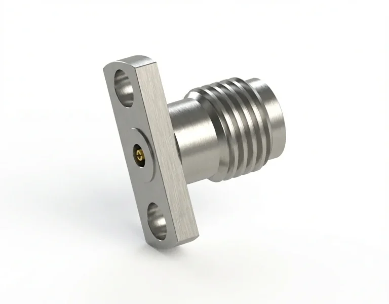 2.92mm Female 2-Hole Flange Mount RF Connector – Field Replaceable, 9mm Hole Spacing, 0.38mm Pin Diameter - 2.92-kfd28