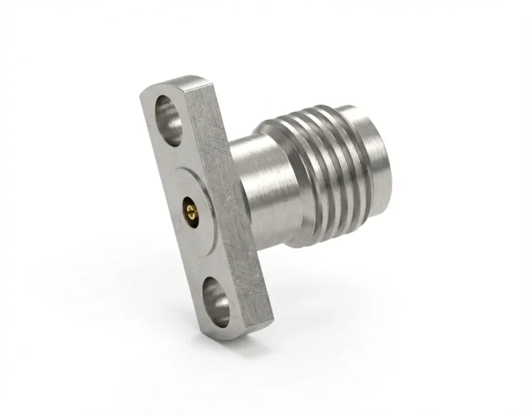 2.92mm Female 2-Hole Flange Mount RF Connector – Field Replaceable, 9mm Hole Spacing, 0.3mm Pin Diameter - 2.92-kfd27