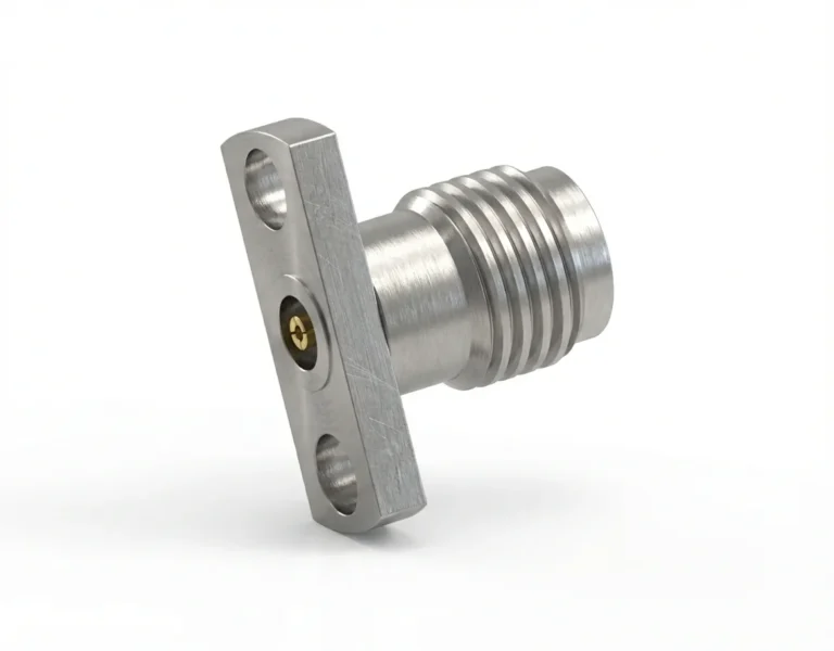 2.92mm Female 2-Hole Flange Mount RF Connector – Field Replaceable, 9mm Hole Spacing, 0.46mm Pin Diameter - 2.92-kfd29