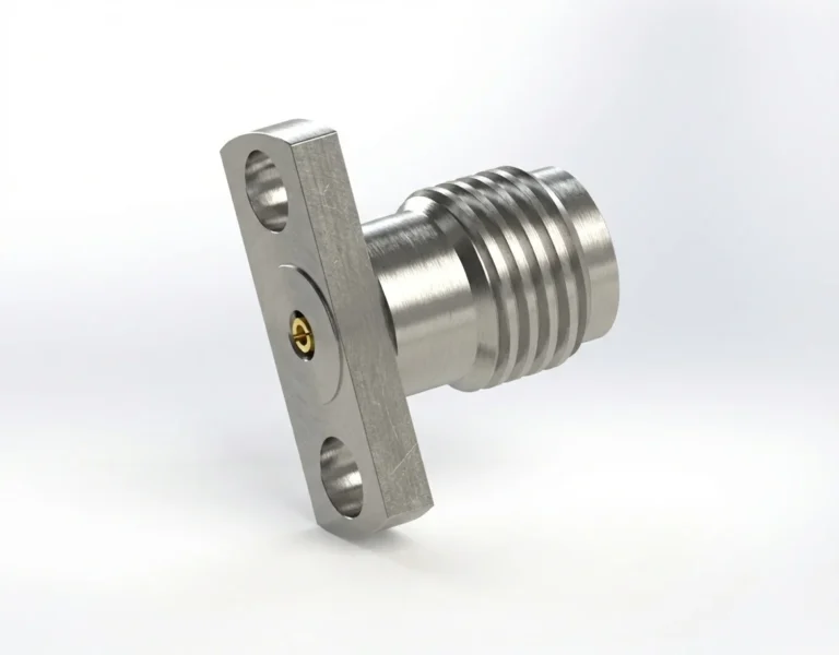 2.92mm Female 2-Hole Flange Mount RF Connector – Field Replaceable, 9mm Hole Spacing, 0.51mm Pin Diameter - 2.92-kfd30
