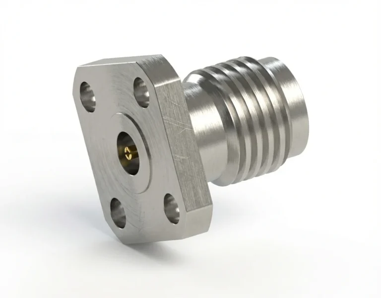 2.92mm Female 4-Hole Flange Mount RF Connector – Field Replaceable, 6.35mm Hole Spacing, 0.3mm Pin Diameter - 2.92-kfd7