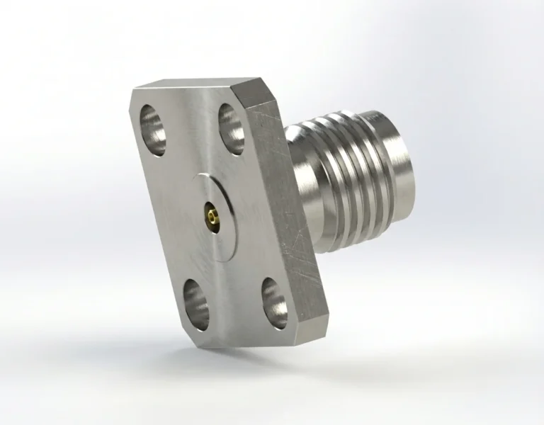 2.92mm Female 4-Hole Flange Mount RF Connector – Field Replaceable, 8.64mm Hole Spacing, 0.38mm Pin Diameter - 2.92-kfd3